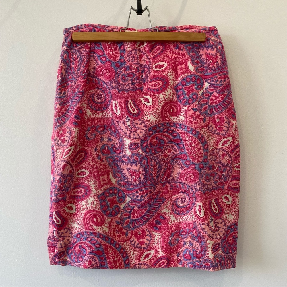 VINTAGE Pink Paisley Pencil Skirt